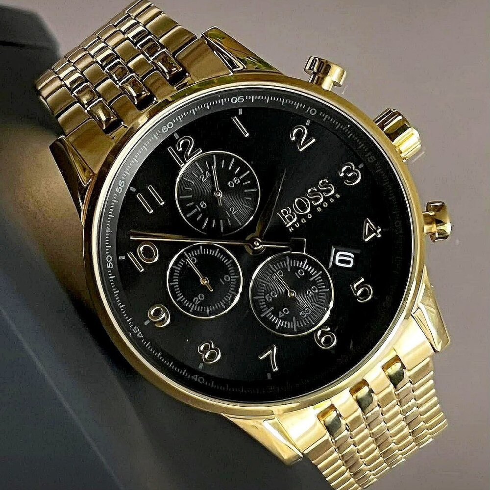 Hugo Boss Men’s Gold Navigator Chronograph Watch NEW